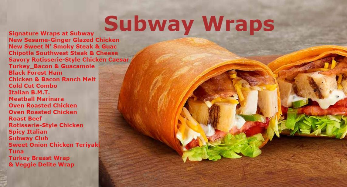 subway wraps menu